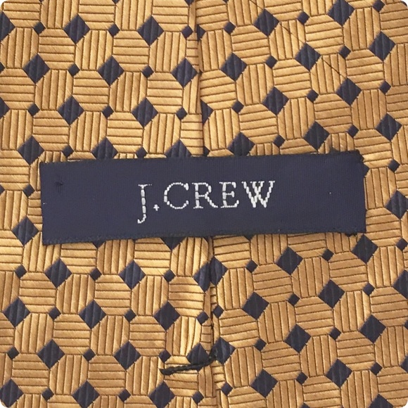 PRE-OWNED J. CREW Patterned Silk Men’s Tie, Gold/ Blue - Picture 3 of 8